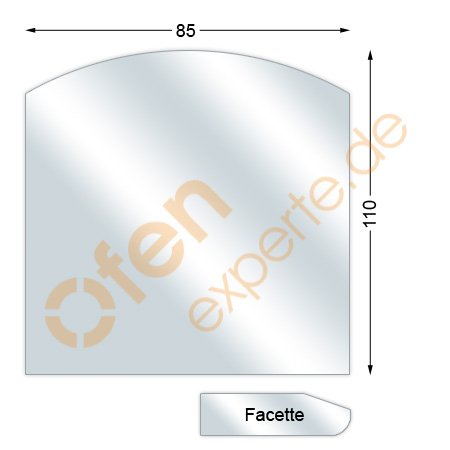 6 mm Stark círculo sección fondo de cristal placa con C-arista Funkenschutzplatte 105 