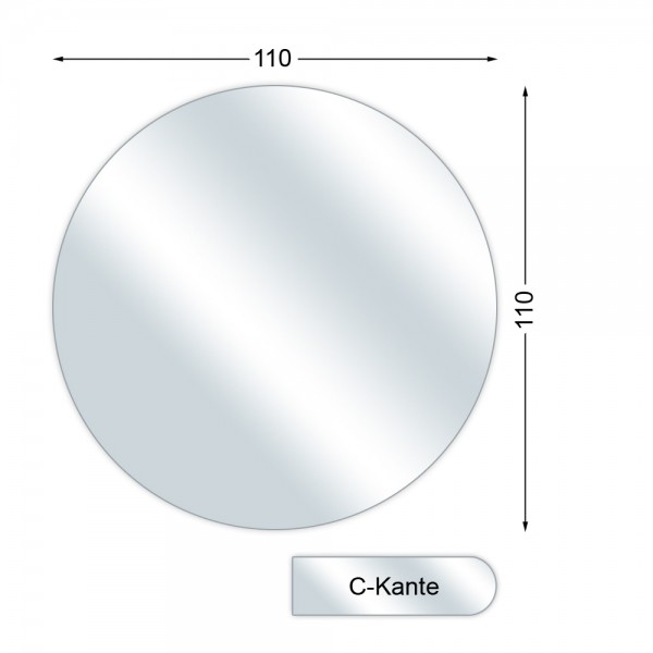 Funkenschutzplatte, Glasbodenplatte mit C-Kante, Kreis, 6 mm stark, 110 cm