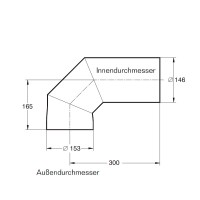 Buderus Abgasbogen, ø 146 mm, horizontale (hinten) Kuppel-Anordnung für Kachelofeneinsätze