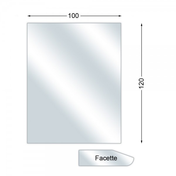Funkenschutzplatte, Glasbodenplatte mit Facette, Rechteck, 6 mm stark, 100 x 120 cm