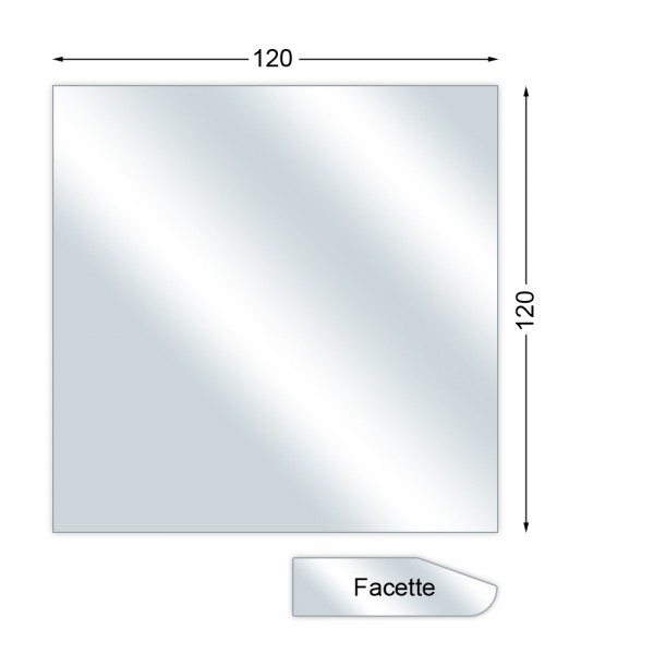 Funkenschutzplatte, Glasbodenplatte mit Facette, Quadrat, 6 mm stark, 120 x 120 cm